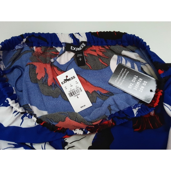 NWT Express Blue Print Strapless Culotte Jumpsuit - Picture 8 of 8